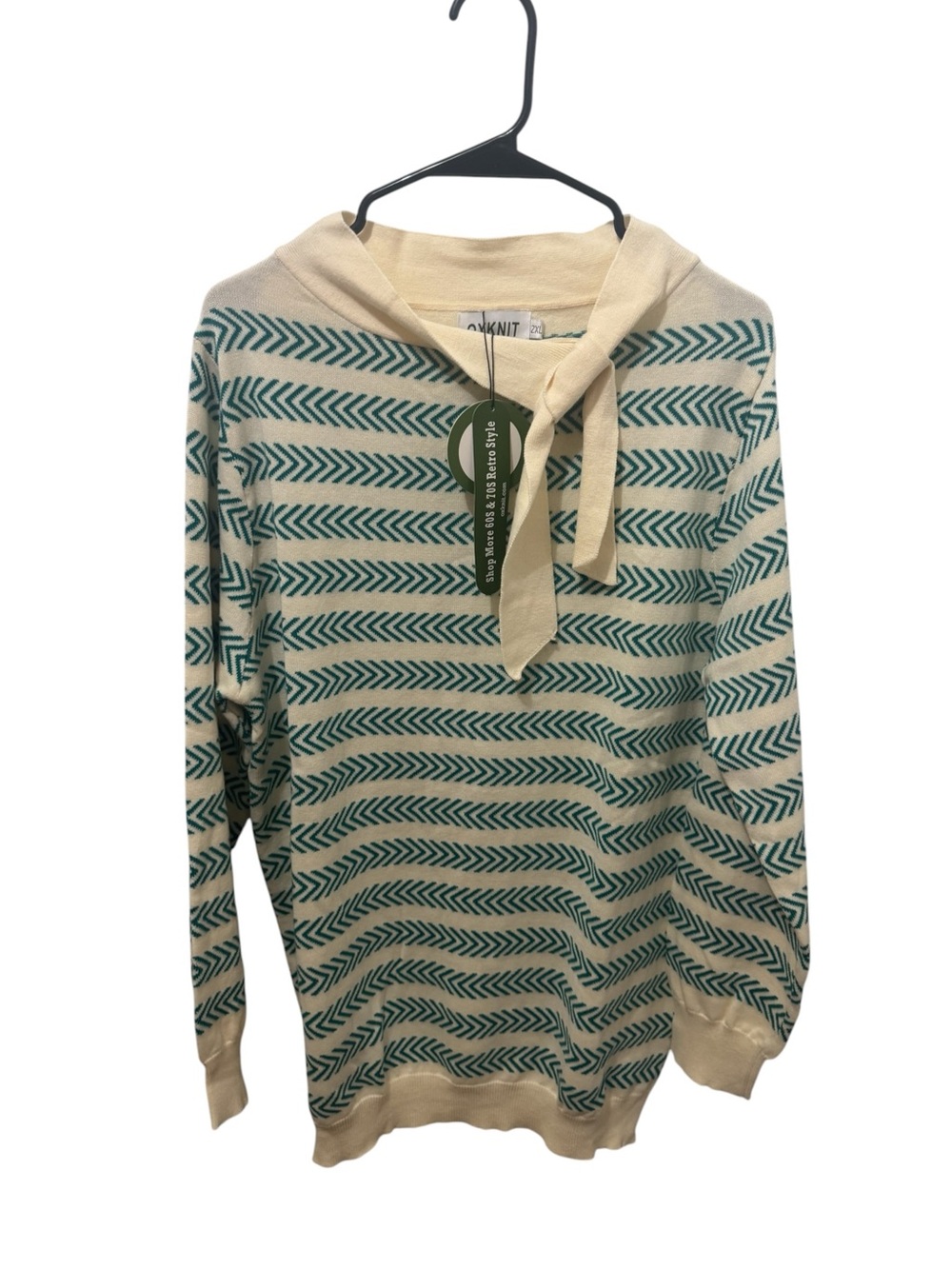 Oxknit APRICOT STRIPED VINTAGE STREET KNIT POLO SHIRT Size 2XL